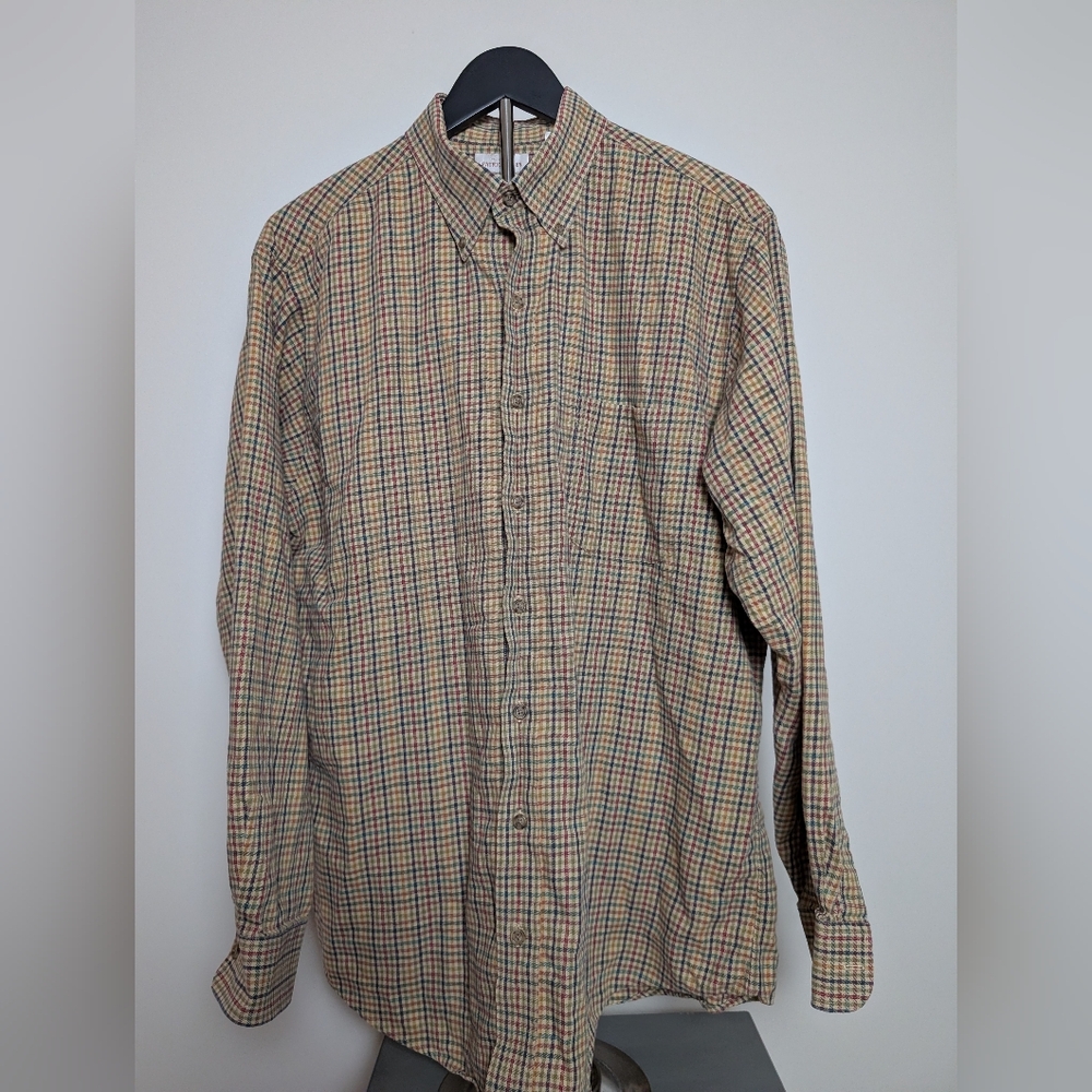 Patrick James Men's Long Sleeve Button-Up Shirt Size L, Plaid, Cotton Wool